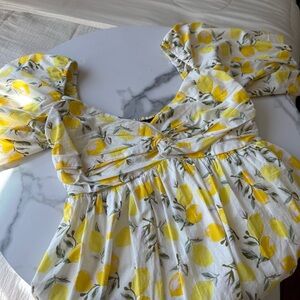 Trixxi Lemon Print Mini Dress - Yellow and White